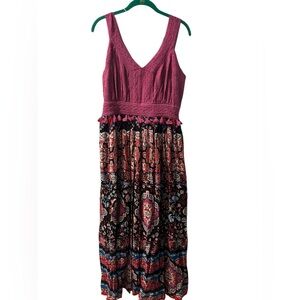 Indigo Thread Co. Pink and Multicolor Bohemian Maxi Dress